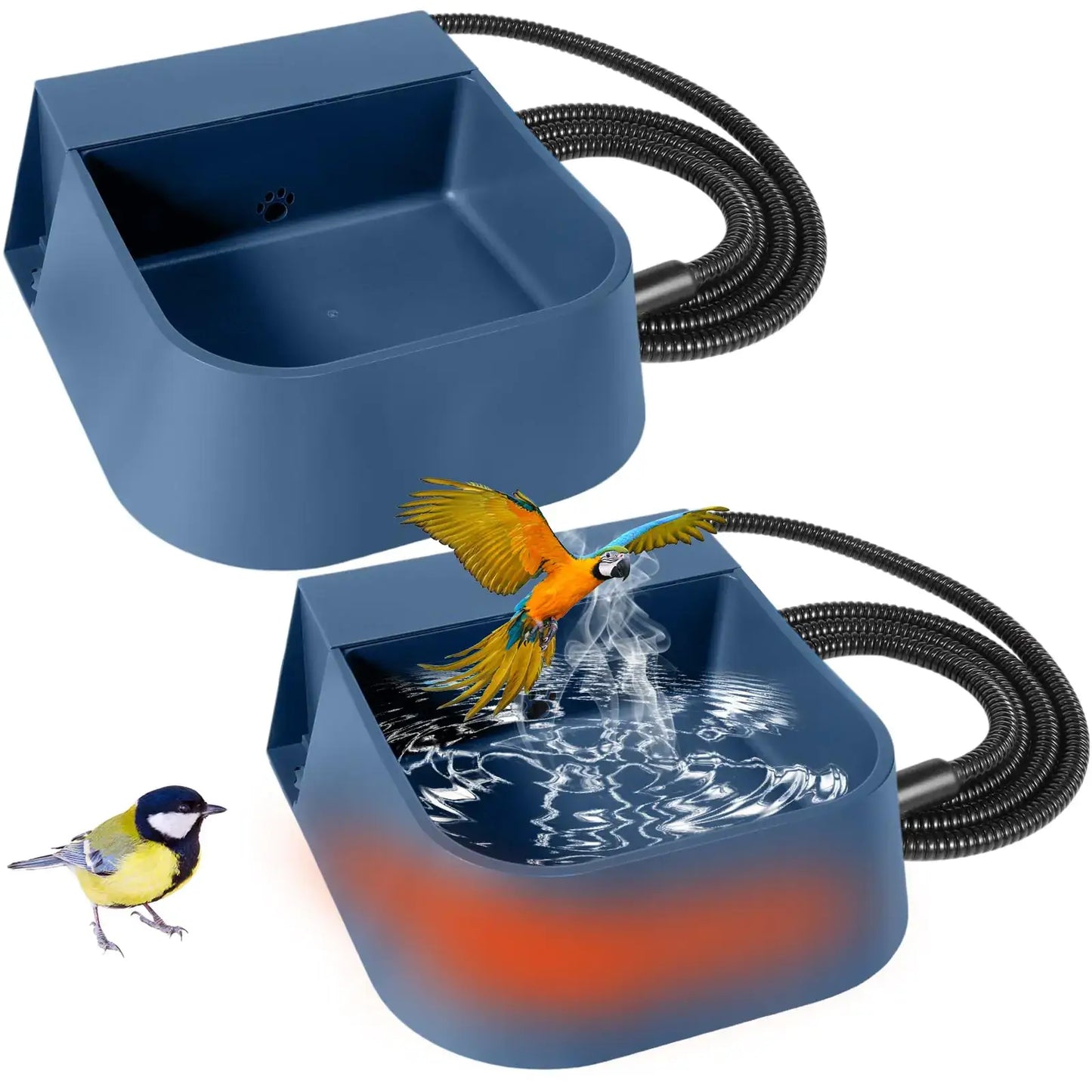 Sliner 2 Pcs Outdoor Heated Water Bowl Dispenser Automatic Dog Water Bowl Smart Thermal Bowl 0.528 Gal Provides Drinkable Water in Winter for Animals Dogs Cats Chickens Rabbits Squirrels