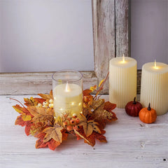 1pc Artificial Maple Leaf Candlestick Wreath