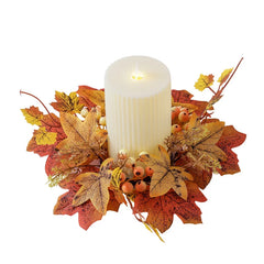 1pc Artificial Maple Leaf Candlestick Wreath