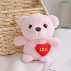 Cute Bear Plush Keychain with Heart Pendant