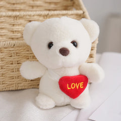 Cute Bear Plush Keychain with Heart Pendant