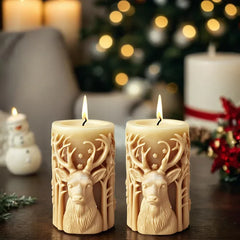 Christmas Tree Carving Cylindrical Candle