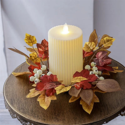 1pc Artificial Maple Leaf Candlestick Wreath