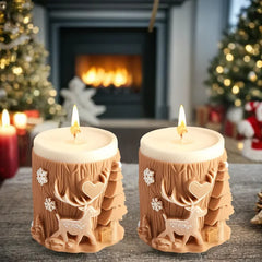 Christmas Tree Carving Cylindrical Candle