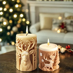 Christmas Tree Carving Cylindrical Candle