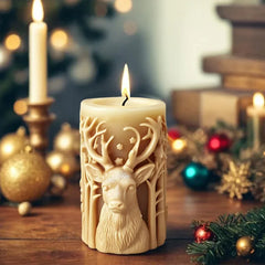 Christmas Tree Carving Cylindrical Candle