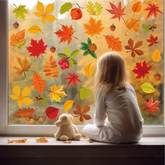 Thanksgiving Fall Leaves Window Clings