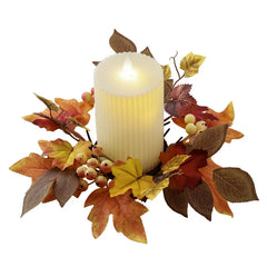 1pc Artificial Maple Leaf Candlestick Wreath