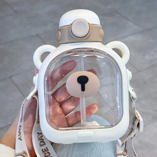 FEUSEUZ Kawaii Water Bottle 24 oz Square Transparent Water Bottle...